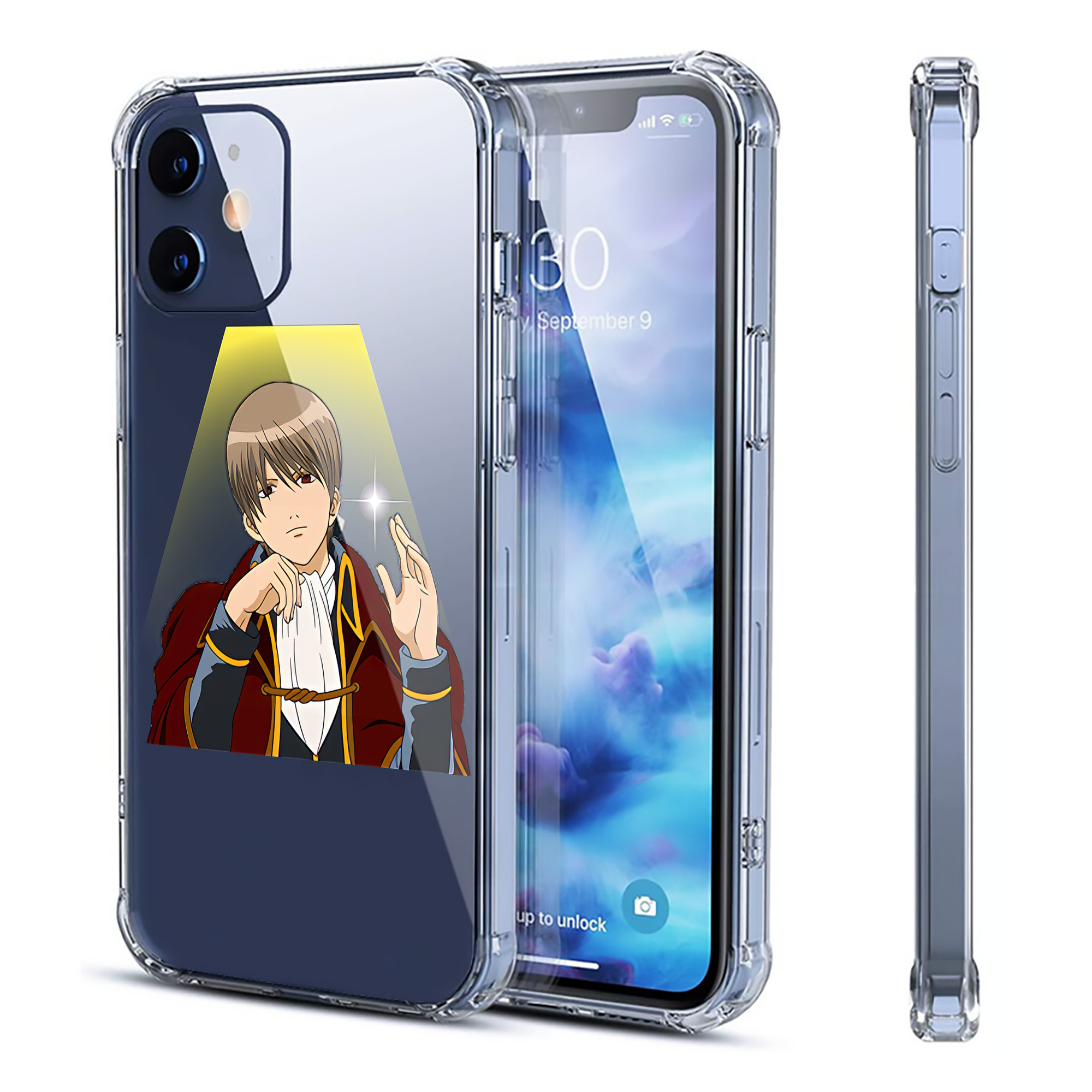 （画像用） ぎんたま 坂田銀時（さかたぎんとき） 神楽 志村新八（しむら しんぱち） GINTAMA Sakata Gintoki Kagura Shimura Shinpachi 【iPhone 12シリーズ対応】透明スマホケース（クリアソフトケース）